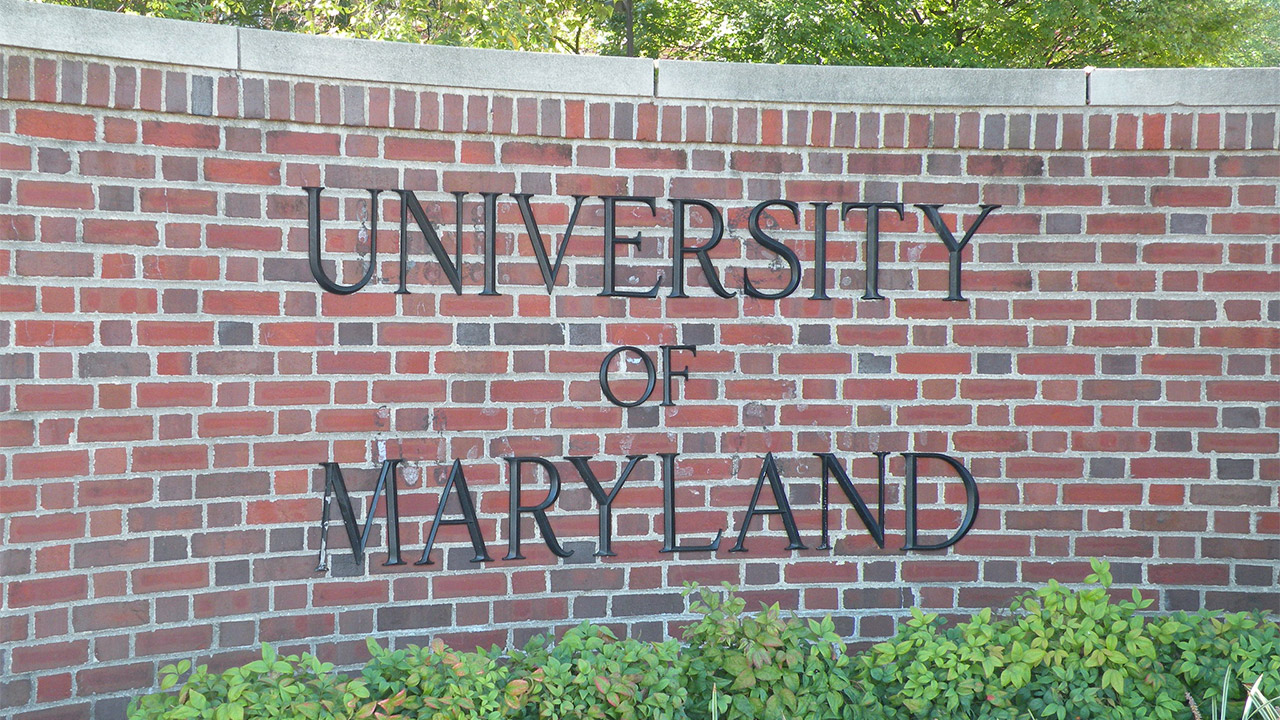 University of Maryland sign on brick wall